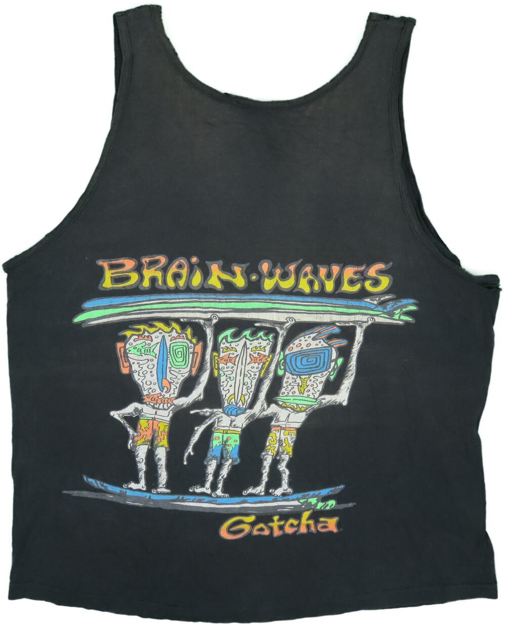 Vintage Gotcha Brain Waves Surfer Surf Skate Grunge Tank Top Muscle Tee T Shirt